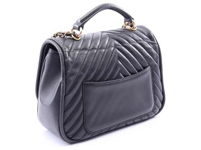 Borsa a tracolla 2-Way Chanel V-Stitch Chevron Nero - vista 2