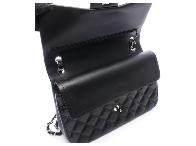 Borsa a tracolla Chanel Large Matelassé 30 Classic Double Flap Nero - vista 8
