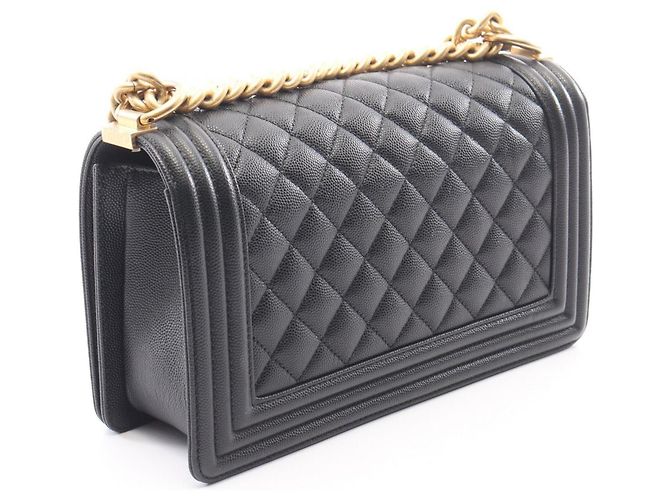 Borsa a tracolla Chanel Boy in pelle di vitello martellata nera Nero - vista 2