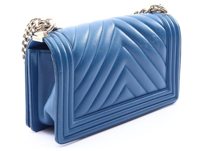 Borsa a tracolla Chanel Boy Chevron V-stitch Blu - vista 2