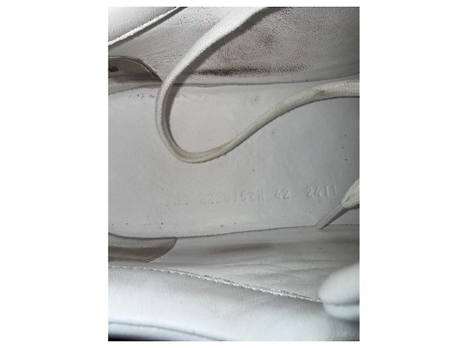 Baskets Hermès Bouncing en cuir de crocodile Blanc Bleu - vue 6