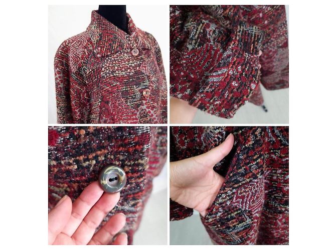 Abrigo de punto Missoni años 90 Multicolor Burdeos - vista 11