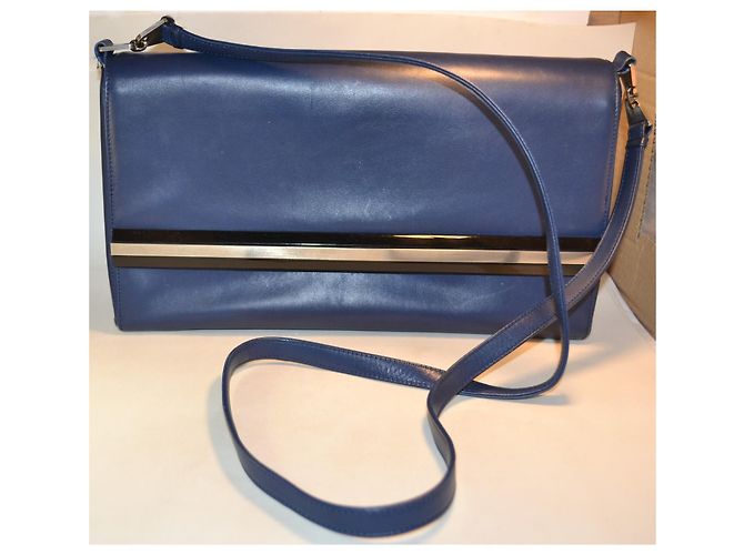 Gianni Versace Borsa a Tracolla in Pelle Blu - vista 2