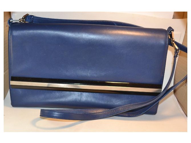 Gianni Versace Borsa a Tracolla in Pelle Blu - vista 3