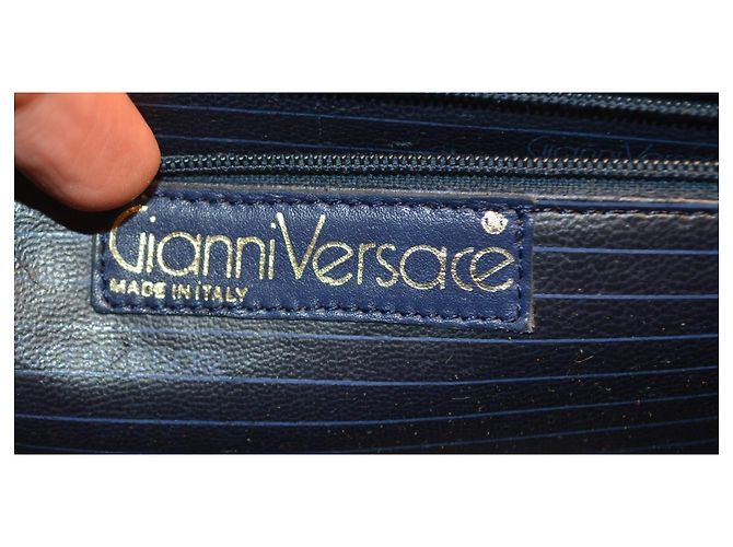 Gianni Versace Borsa a Tracolla in Pelle Blu - vista 9