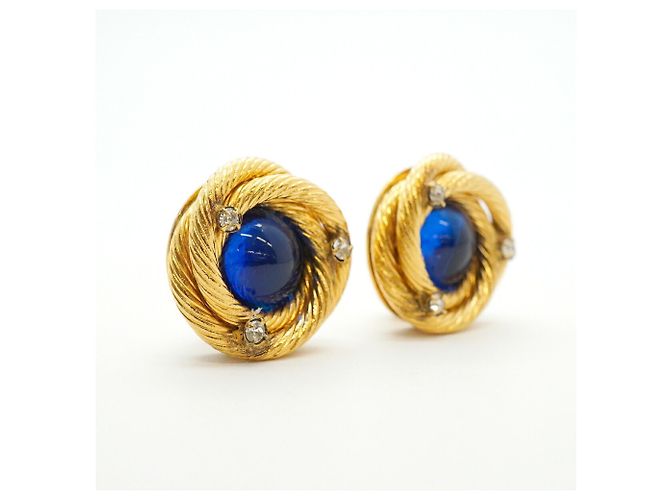 Orecchini a clip Chanel Blue and Gold D'oro - vista 2