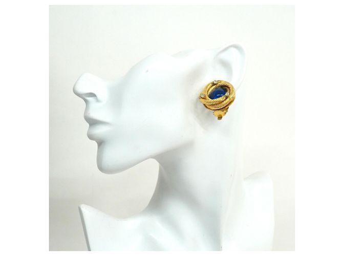 Orecchini a clip Chanel Blue and Gold D'oro - vista 5