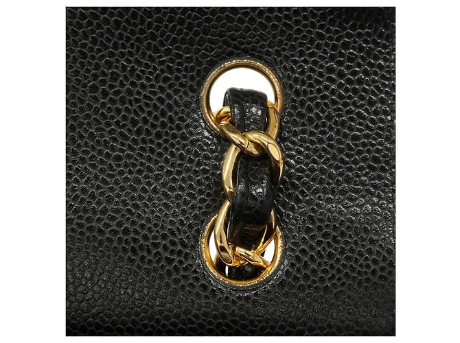 Borsa a tracolla Chanel in vitello grana nera Nero - vista 9