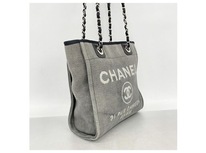 Borsa Tote con catena Chanel Deauville Marrone - vista 2
