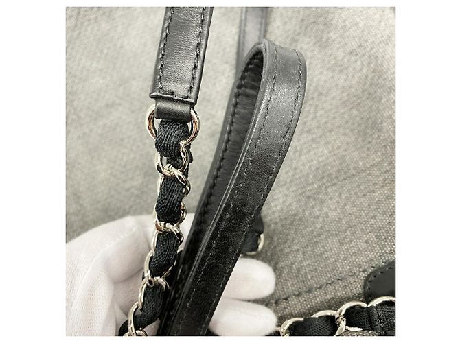 Borsa Tote con catena Chanel Deauville Marrone - vista 7