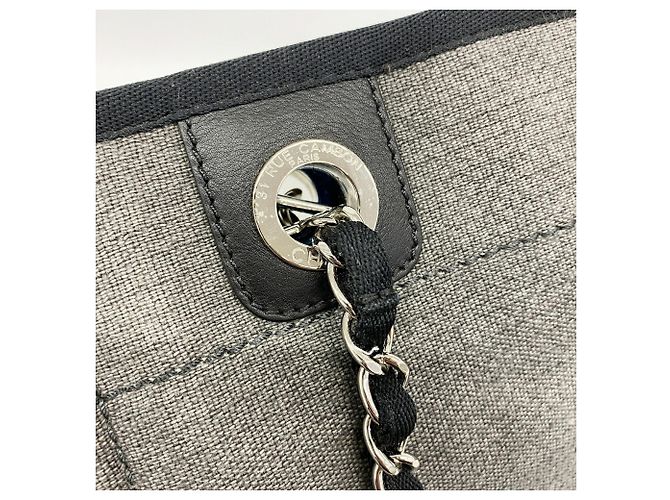 Borsa Tote con catena Chanel Deauville Marrone - vista 8