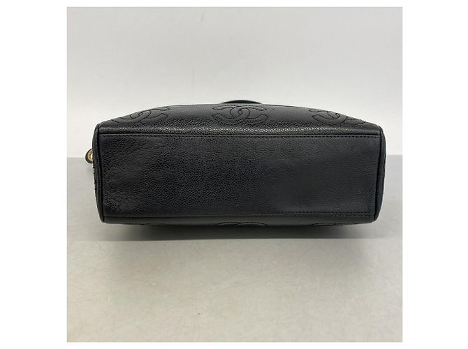 Chanel Triple Coco Schultertasche aus Kaviarleder Schwarz - Ansicht 3