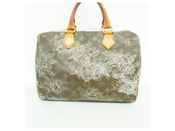Borsa Louis Vuitton Monogram Dentelle Speedy 30 Argento - vista 11