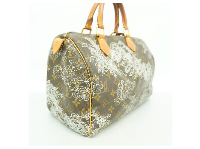 Borsa Louis Vuitton Monogram Dentelle Speedy 30 Argento - vista 2