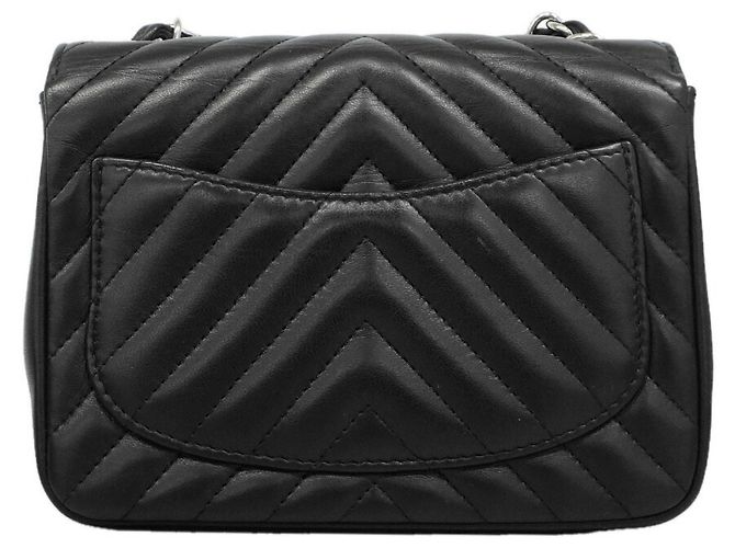Borsa a tracolla Chanel in pelle d'agnello nera Nero - vista 11