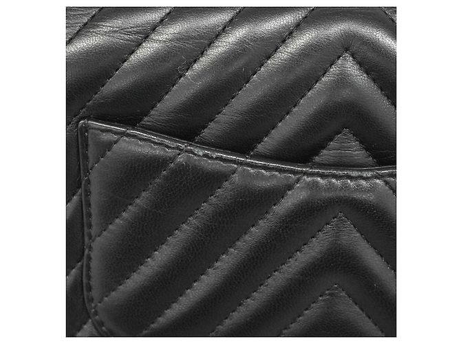 Borsa a tracolla Chanel in pelle d'agnello nera Nero - vista 8