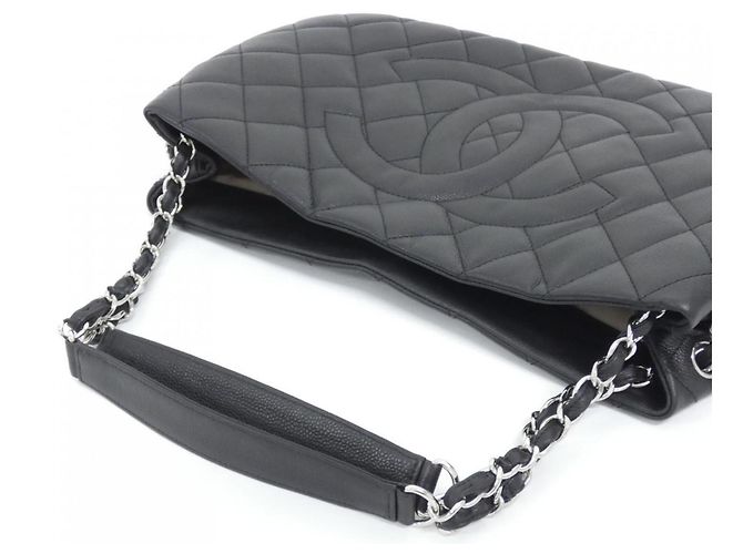 Borsa a tracolla Chanel 66872 in pelle di vitello grana naturale nera Nero - vista 5