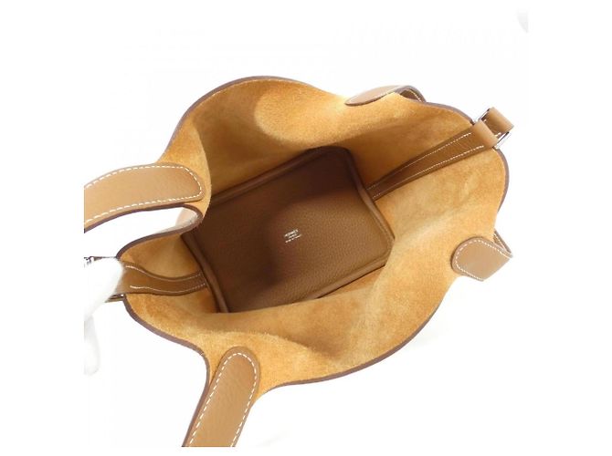 Hermès Bolsa Hermes Picotin Lock PM Marrom Dourado - vista 6