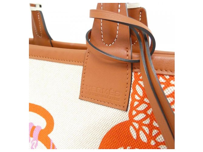 Hermès Borsa Hermes FANRAISIE D'ETRIERS Steeple Rosso Beige Crudo - vista 4