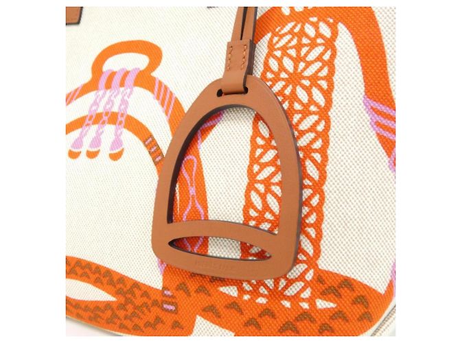 Hermès Borsa Hermes FANRAISIE D'ETRIERS Steeple Rosso Beige Crudo - vista 5