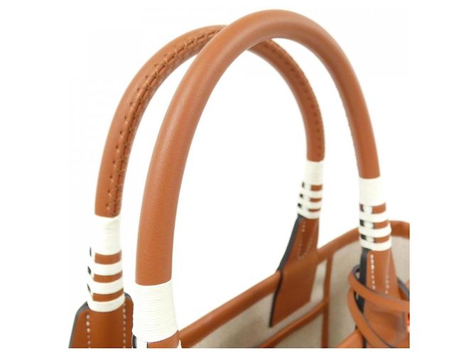Hermès Borsa Hermes FANRAISIE D'ETRIERS Steeple Rosso Beige Crudo - vista 6