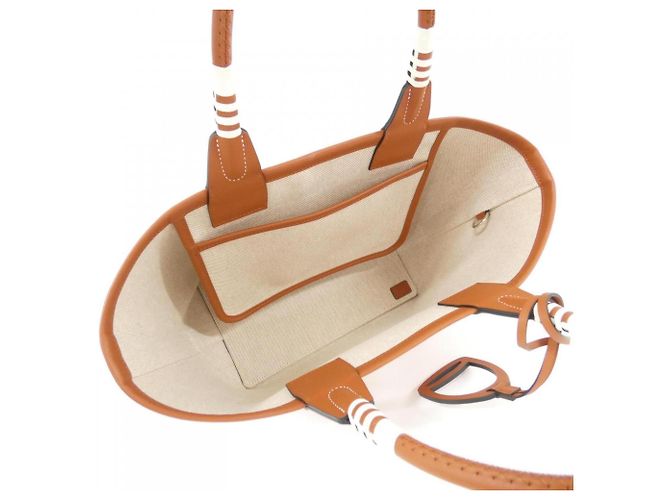Hermès Borsa Hermes FANRAISIE D'ETRIERS Steeple Rosso Beige Crudo - vista 7