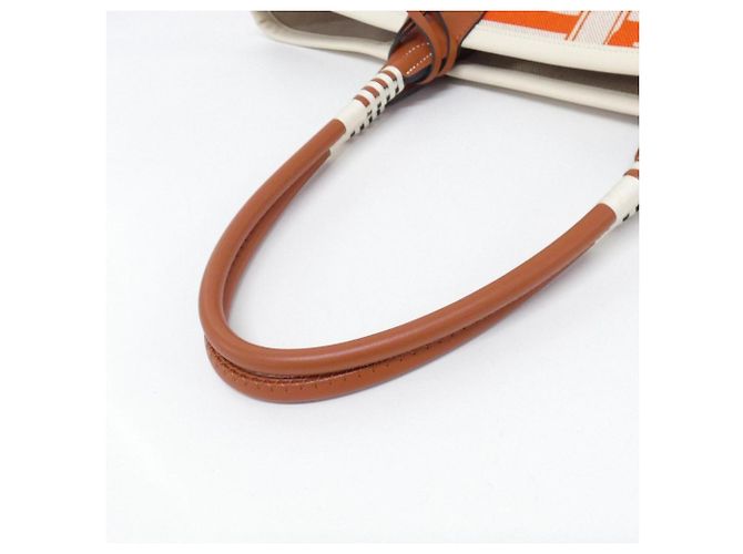 Hermès Bolsa Hermes CLIC CLAC PANOPLIE EQUESTRE Steeple Bege Laranja Cru - vista 4