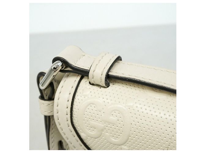 Borsa a tracolla Gucci in pelle bianca Bianco - vista 8