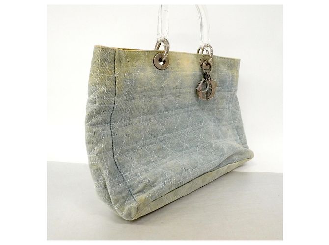 Borsa Tote Christian Dior Cannage Denim Blue - vista 2