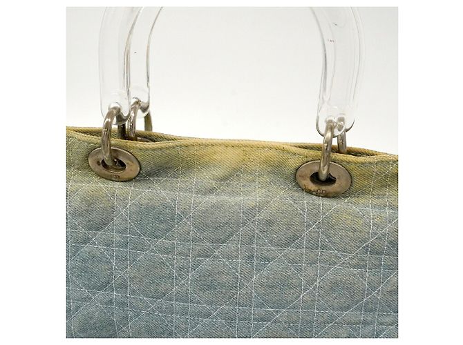 Borsa Tote Christian Dior Cannage Denim Blue - vista 8