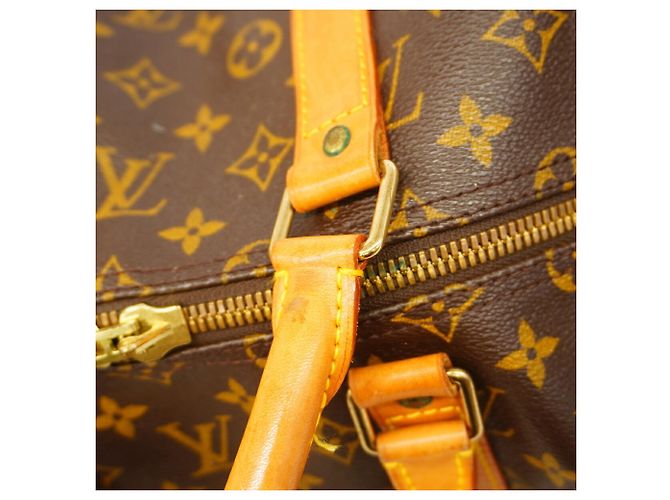 Borsa Louis Vuitton Monogram Keepall Bandoulière 55 Marrone - vista 10