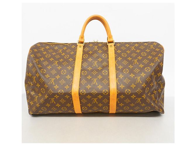 Borsa Louis Vuitton Monogram Keepall Bandoulière 55 Marrone - vista 12