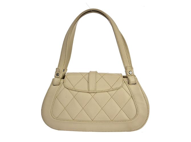 Chanel Mademoiselle Lock Quilted Caviar Small Beige - vista 2