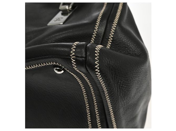Chanel Vintage Bowler Lambskin Medium Nero - vista 6