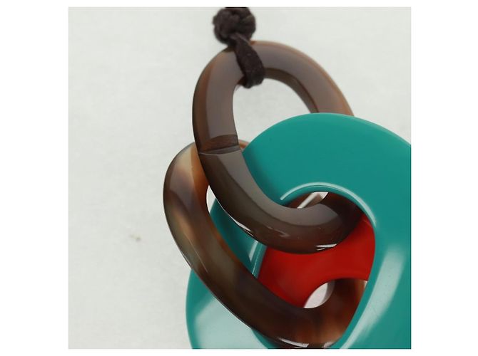 Hermès Karamba in corno di bufalo laccato e cotone cerato Multicolore - vista 4