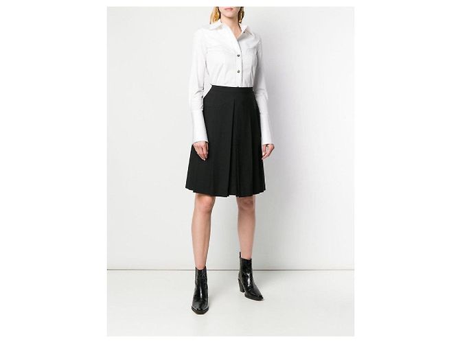 Falda Chanel de lana negra con pliegues Negro - vista 2