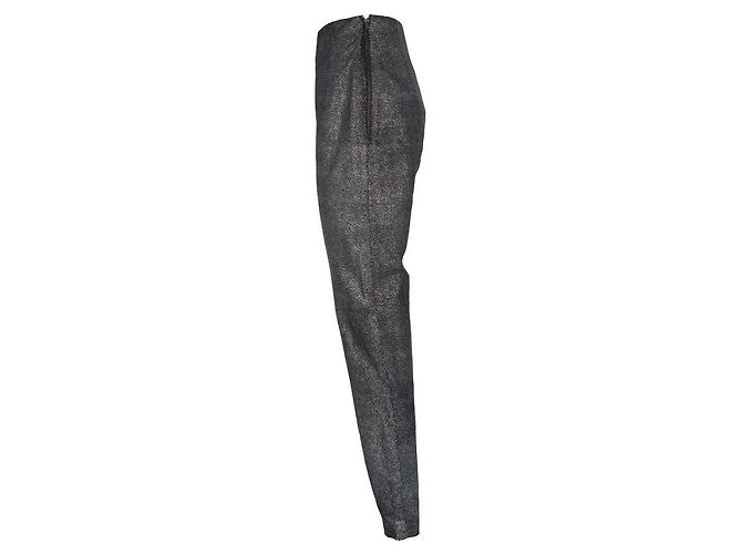 Pantaloni Genny 80s in camoscio nero e argento - vista 2