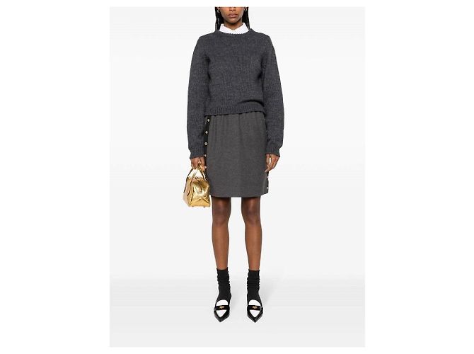 Falda línea A Chanel de lana gris - vista 2