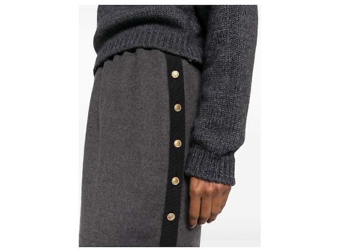 Falda línea A Chanel de lana gris - vista 5