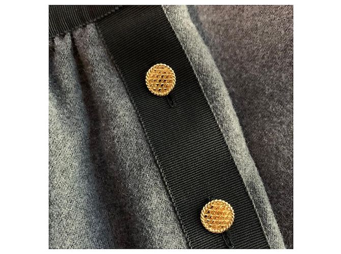 Falda línea A Chanel de lana gris - vista 6