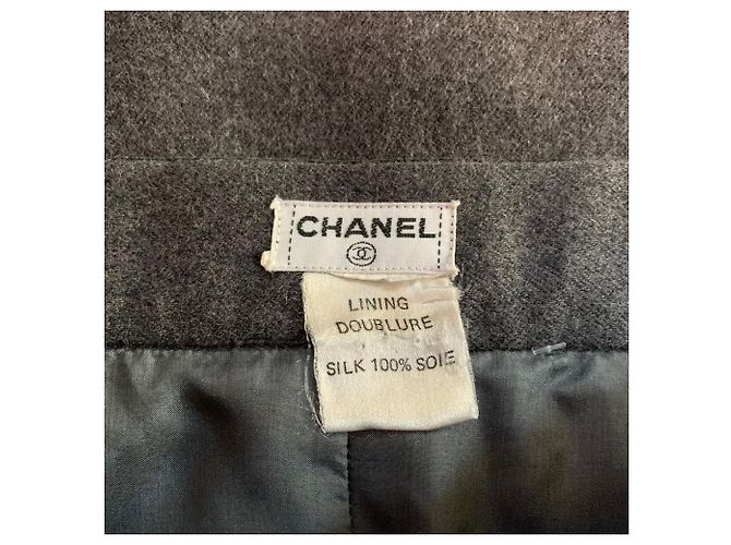 Falda línea A Chanel de lana gris - vista 7