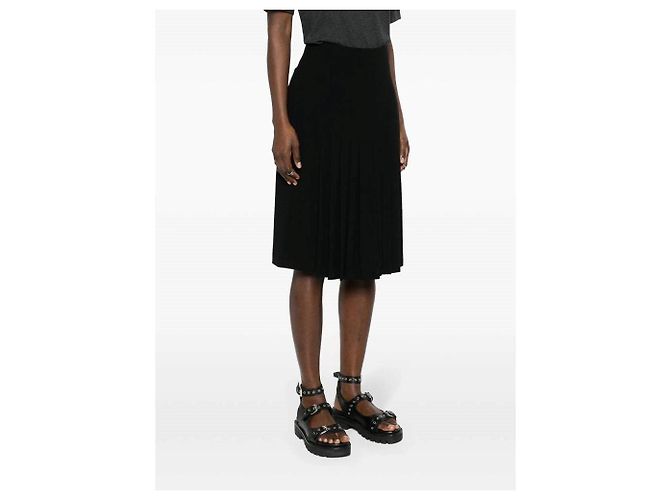Falda Chanel de lana negra plisada Negro - vista 5