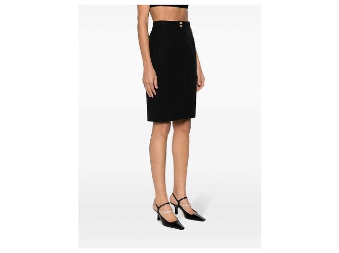 Falda Chanel de algodón y seda negra Negro - vista 3