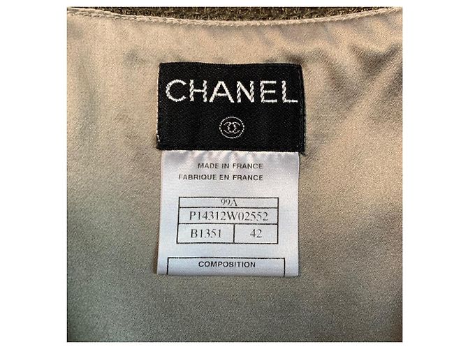 Falda acampanada Chanel de lana mohair midi caqui - vista 7