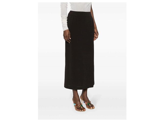 Falda midi Chanel de lana marrón Castaño - vista 3