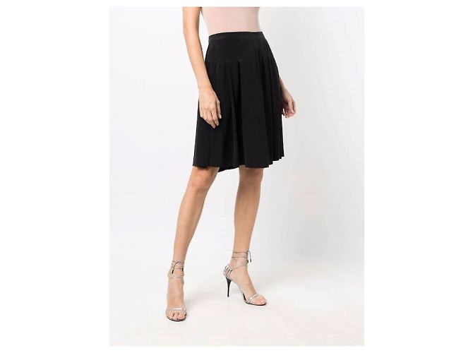 Falda midi con paneles Chanel de viscosa negra Negro - vista 2