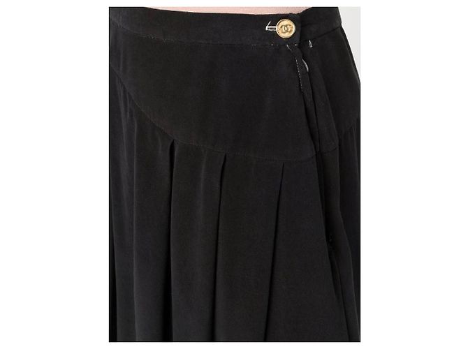 Falda midi con paneles Chanel de viscosa negra Negro - vista 3