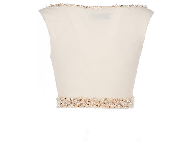 Autre Marque Top sin mangas Etoile de seda crema Crudo - vista 3