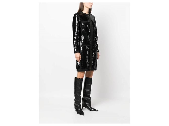 Abrigo Chanel negro con lentejuelas - vista 3