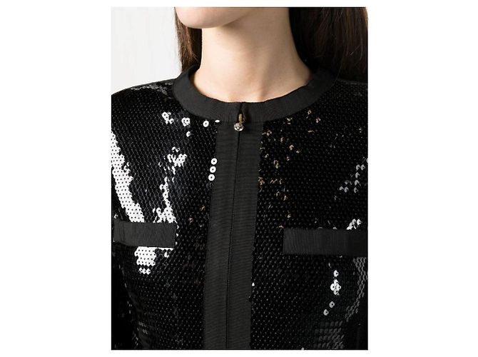Abrigo Chanel negro con lentejuelas - vista 5